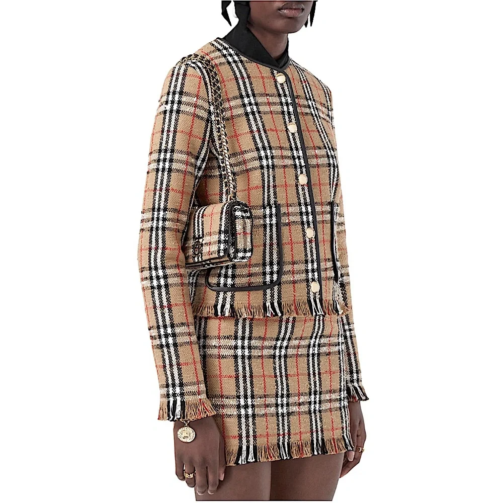 NEW🔥BURBERRY Mini Lola Woven Check Bag - Picture 2 of 16